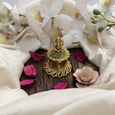 Vriksham Ornate Gold Ganesha & Floral Leaf Design Kumkum Box-Red Green-G20272